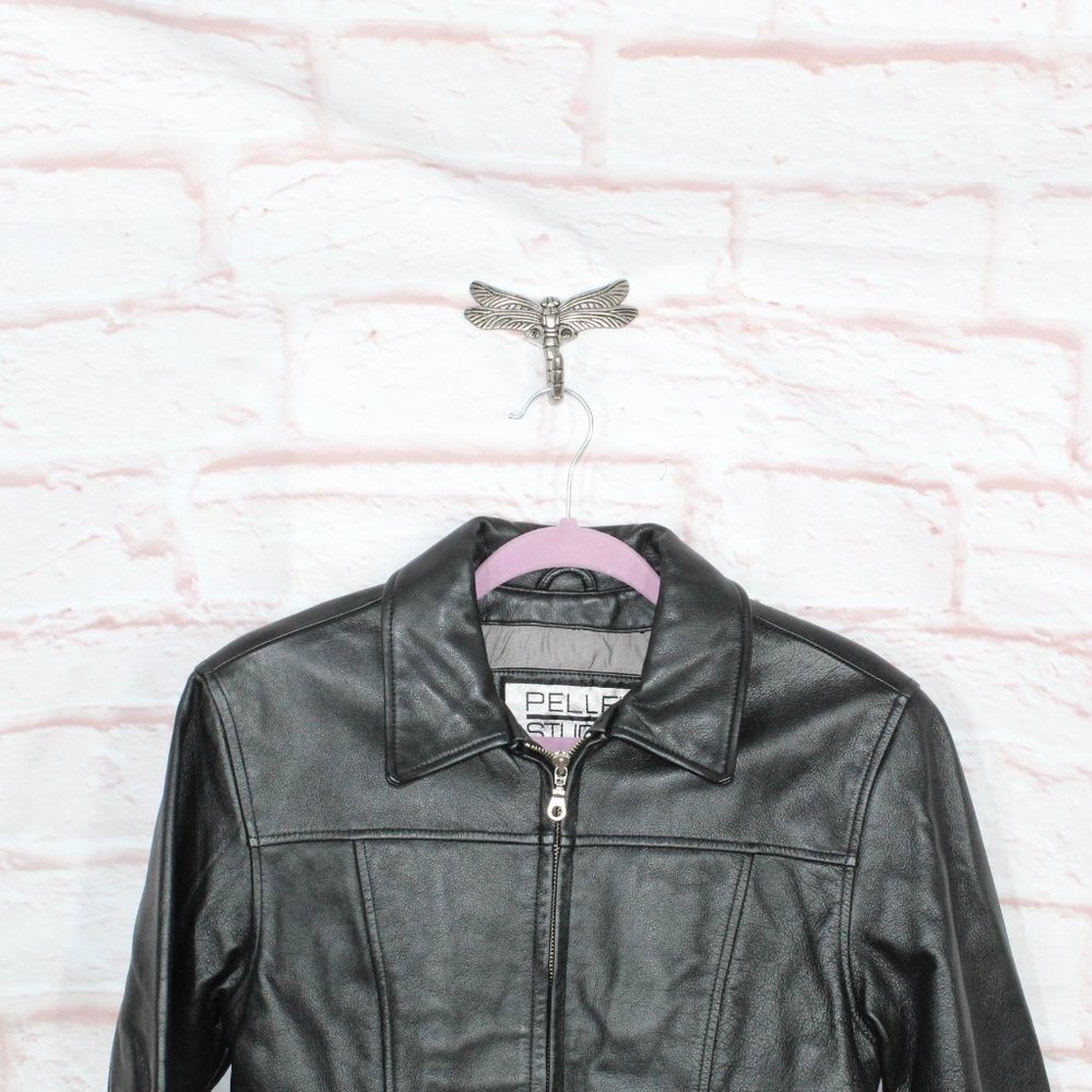 Wilsons Black Nylon Lined Zip Up Insulated Genuine Leather Jacket Size M - Picture 2 of 12